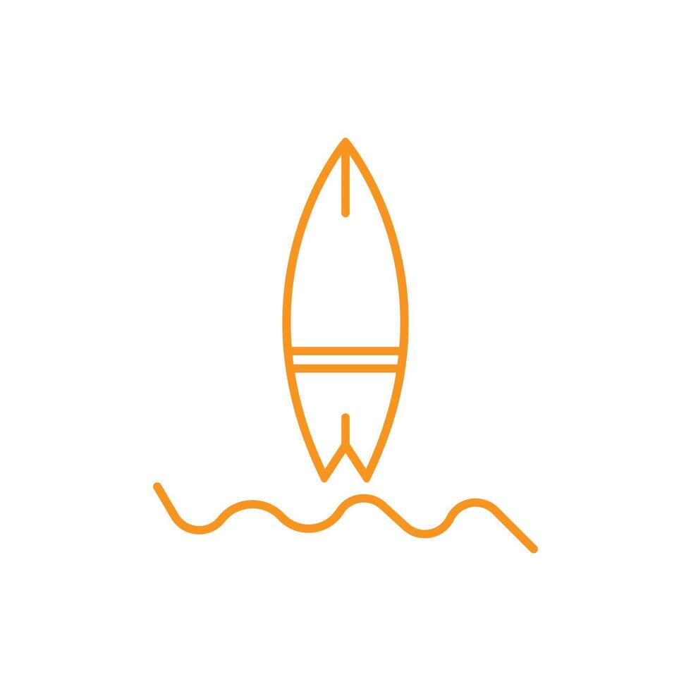 eps10 oranje vector surfplank pictogram geïsoleerd op een witte achtergrond. surfplank met zeegolfsymbool in een eenvoudige, platte trendy moderne stijl voor uw websiteontwerp, logo, pictogram en mobiele applicatie