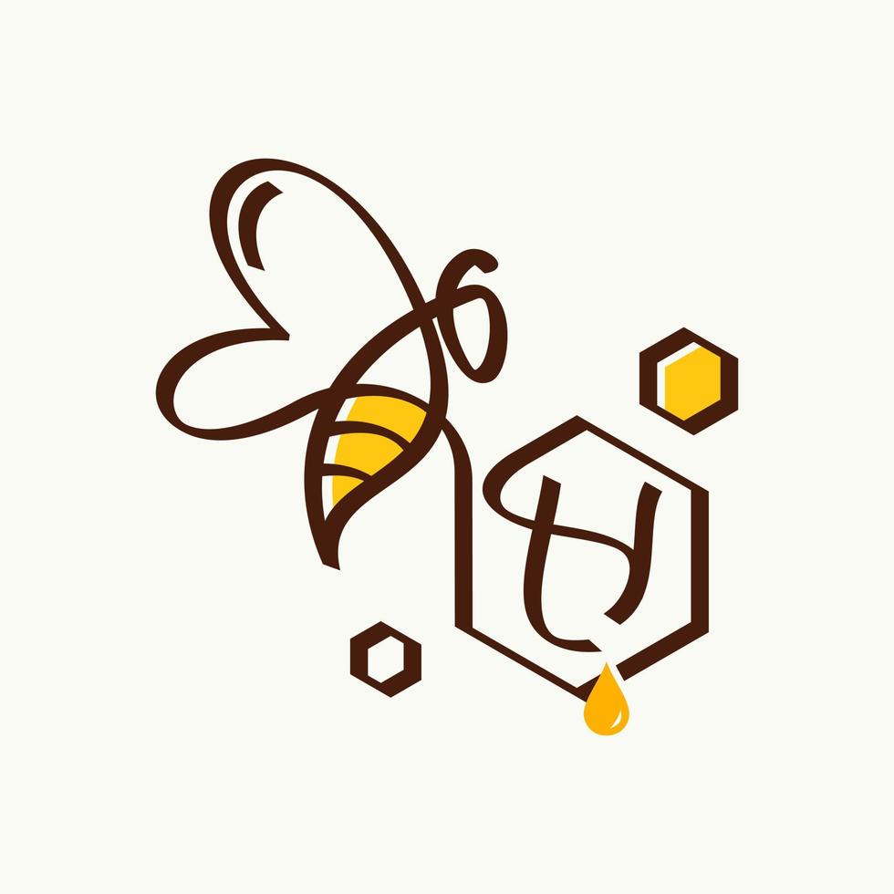 initiaal h bee logo vector