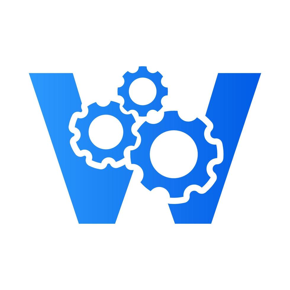 initial w gear-lettertype vector