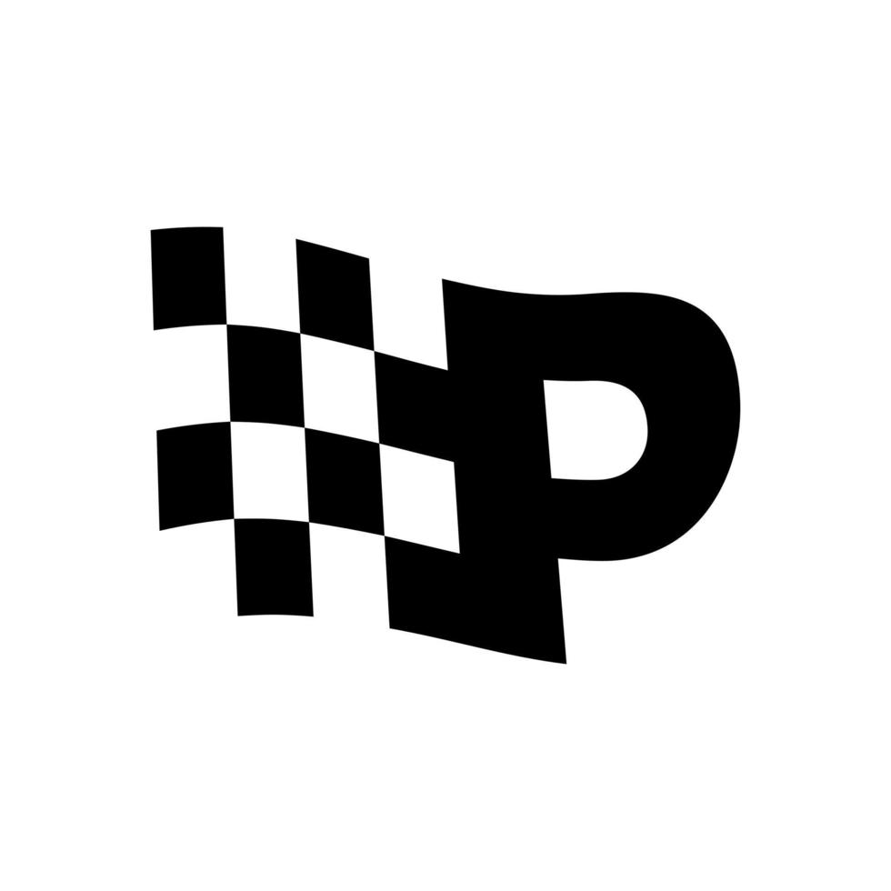 initiaal p vlag race-logo vector