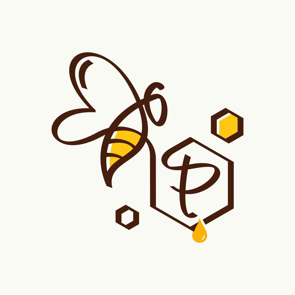 initiaal p bee logo vector