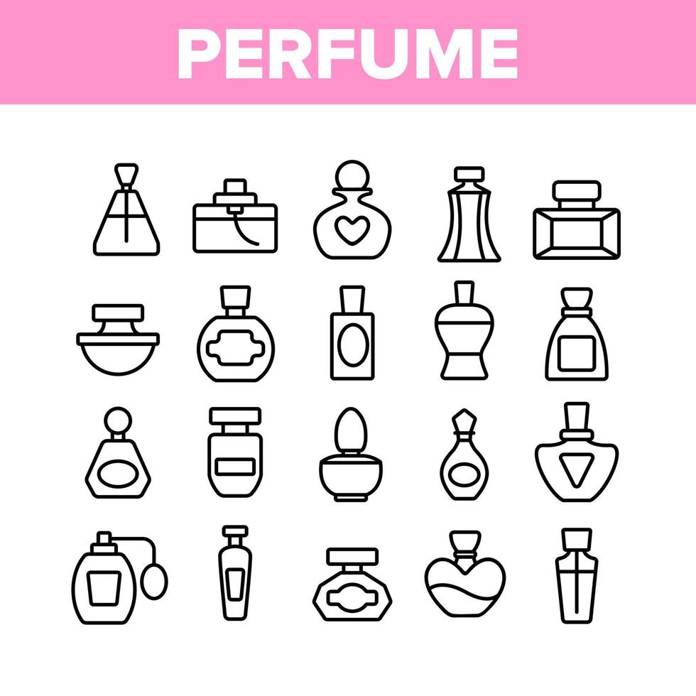 parfum containers collectie iconen set vector