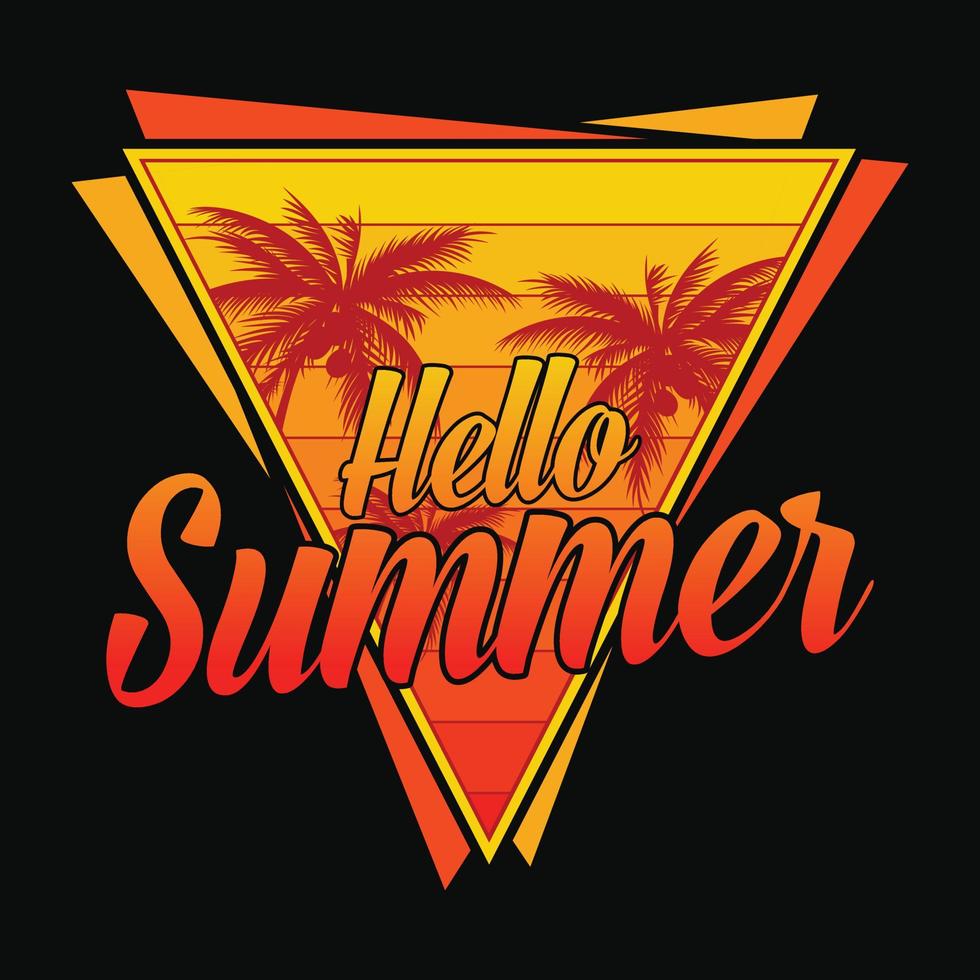 hallo zomer - zomer strand t shirt design, vectorafbeelding. vector
