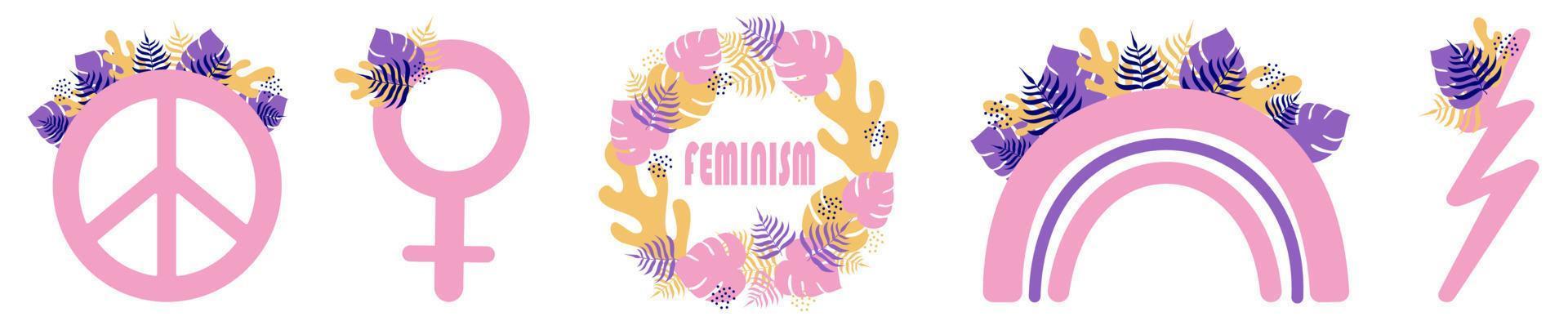 set feministische stickers. girl power. vector