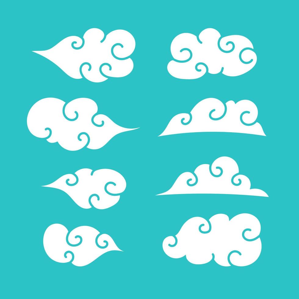 leuke cartoony krullende wolk glyph vector illustratie collectie set