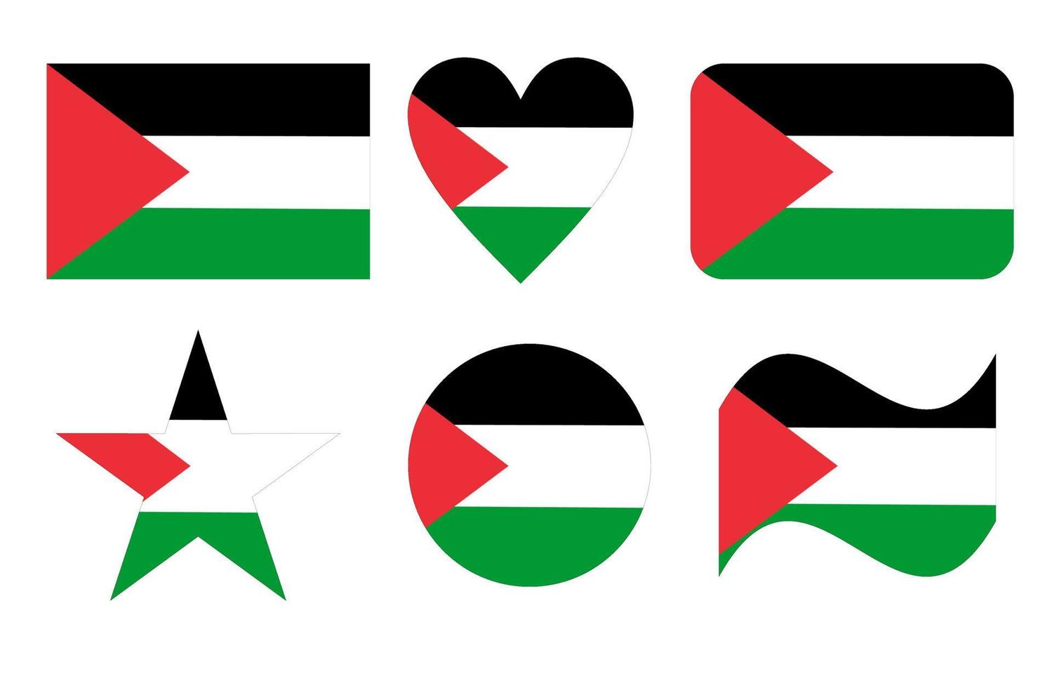 vlag van palestina, vlag van palestina in zes vormen vector