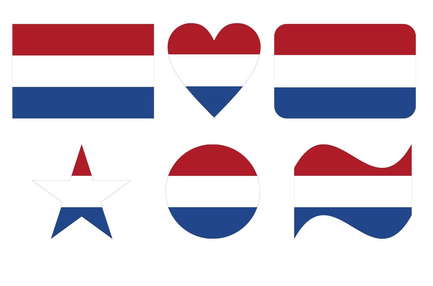 vlag van nederland, vlag van nederland in zes vormen vector