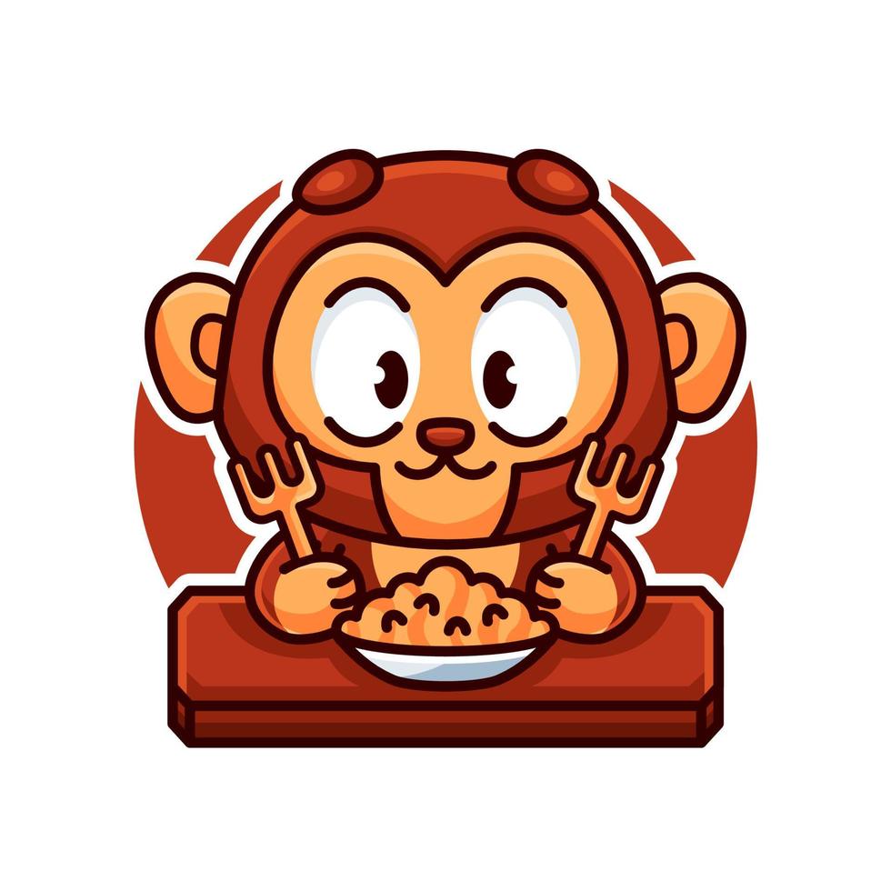 schattige aap en voedsel cartoon afbeelding vector