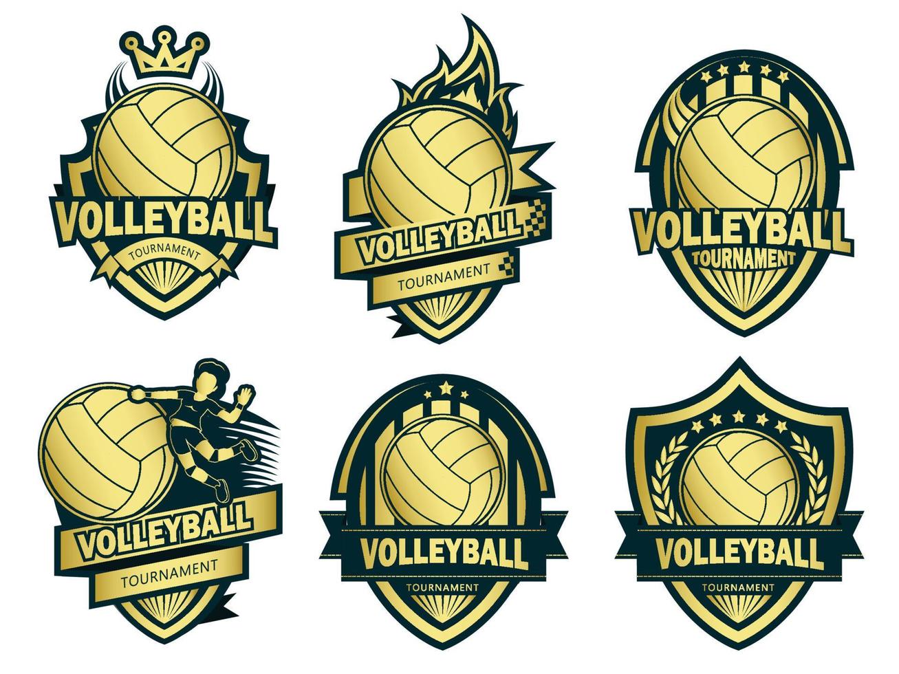 een groep gouden volleybalsymbolenset vector