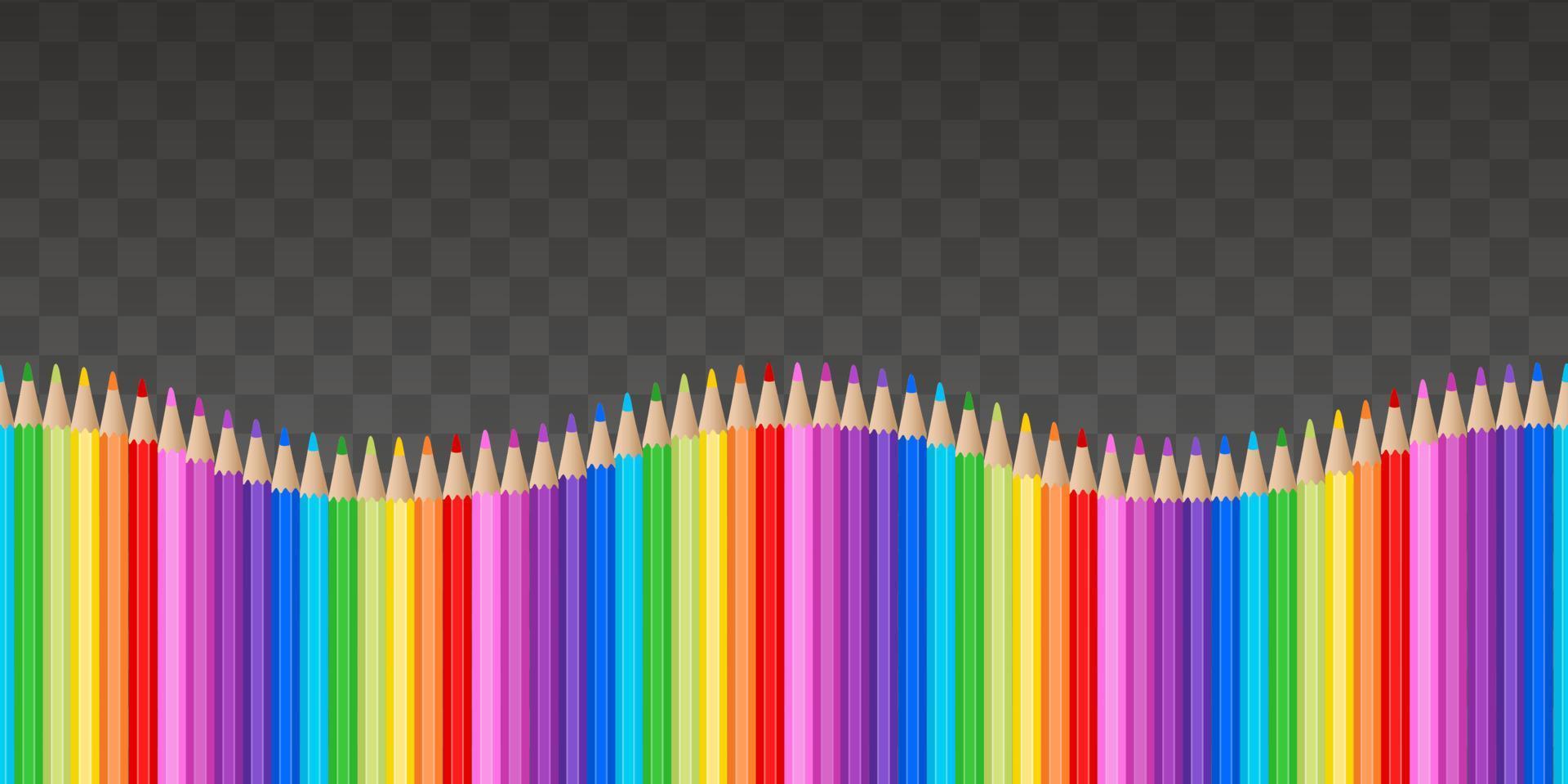 naadloze banner met kleurrijke potloden. terug naar school grens vector
