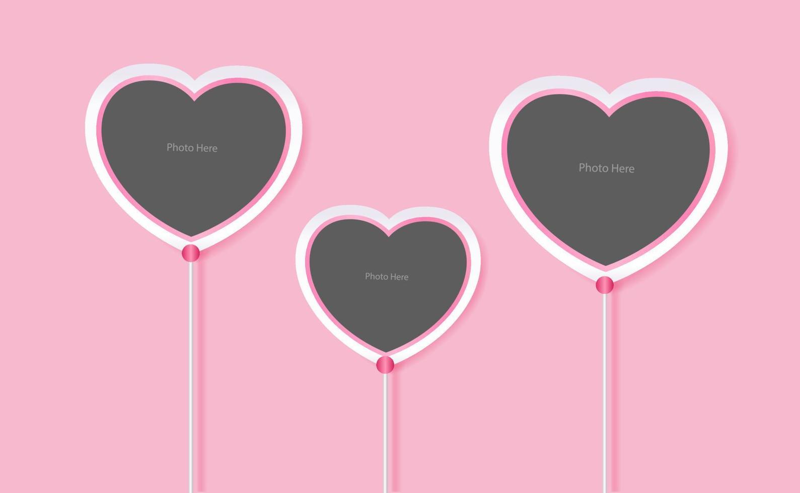 valentijn hangende fotolijst op roze achtergrond vector