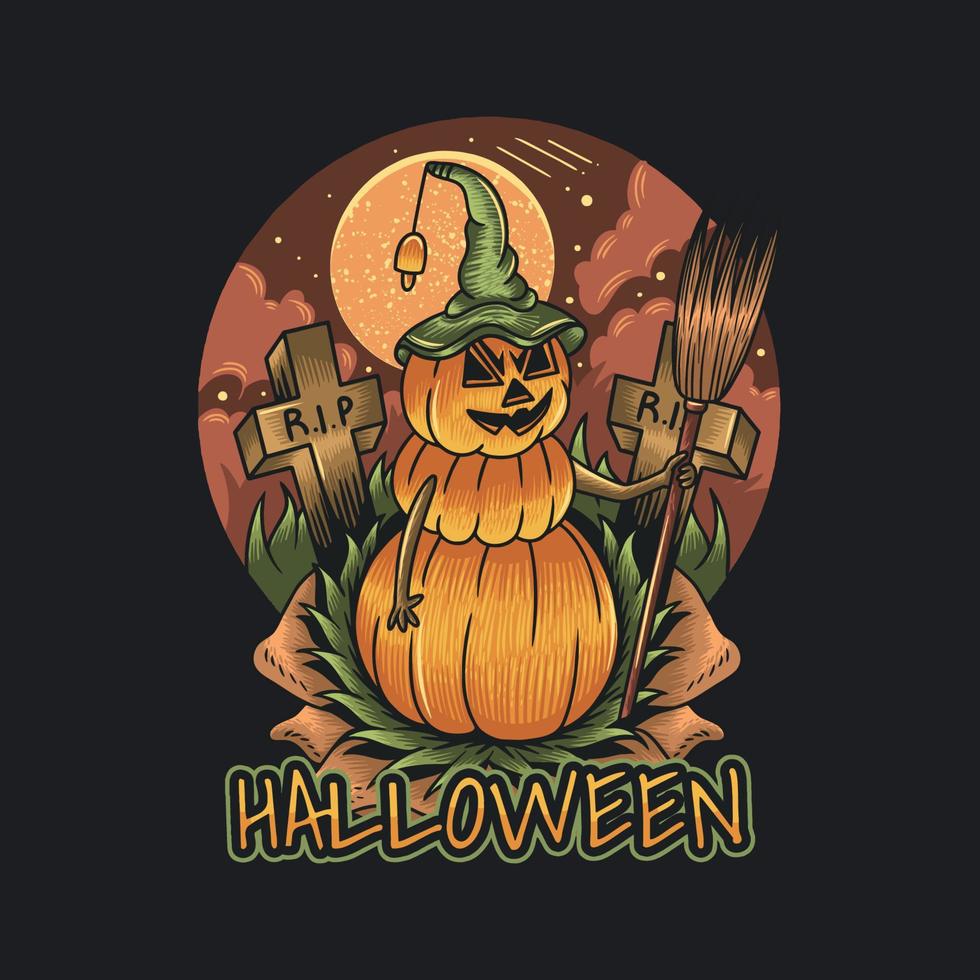 heksvormige pompoenpop voor halloween vector