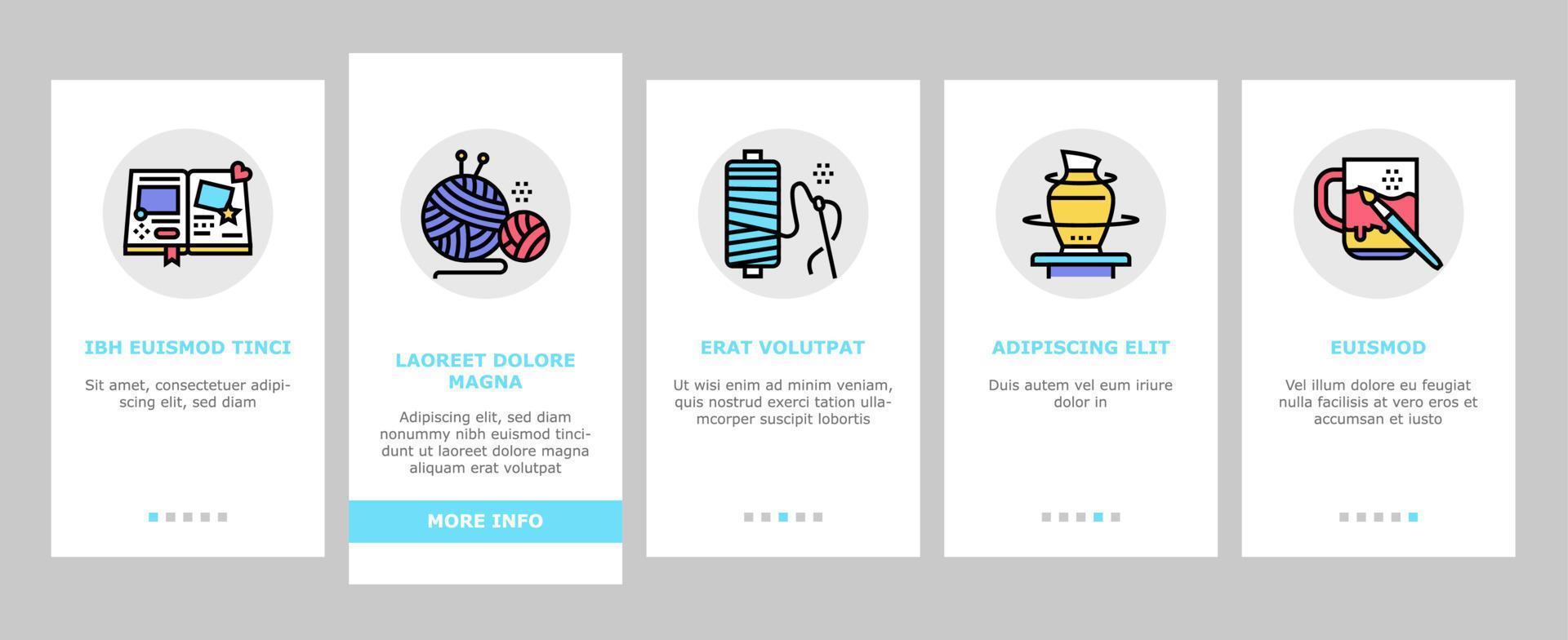 diy ambachten handgemaakte onboarding pictogrammen instellen vector