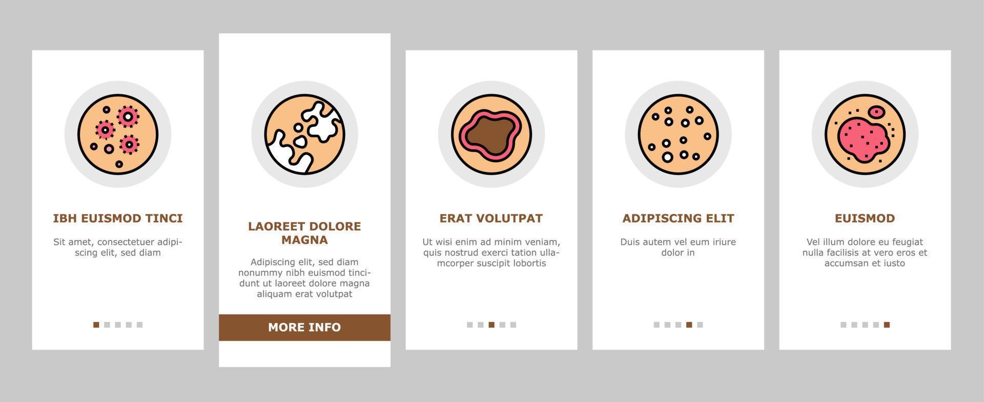 huidziekte symptoom onboarding pictogrammen instellen vector