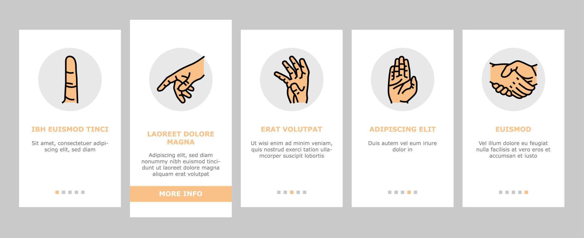 handgebaar en gebaren onboarding pictogrammen instellen vector