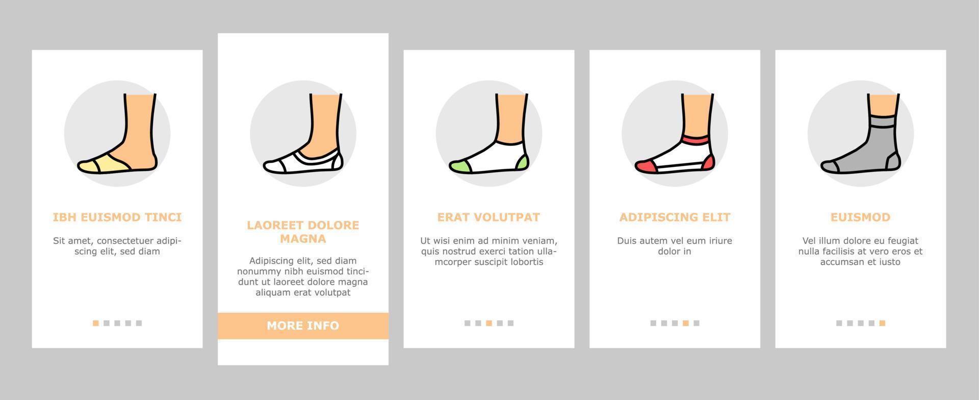 sokken stof accessoire onboarding pictogrammen instellen vector