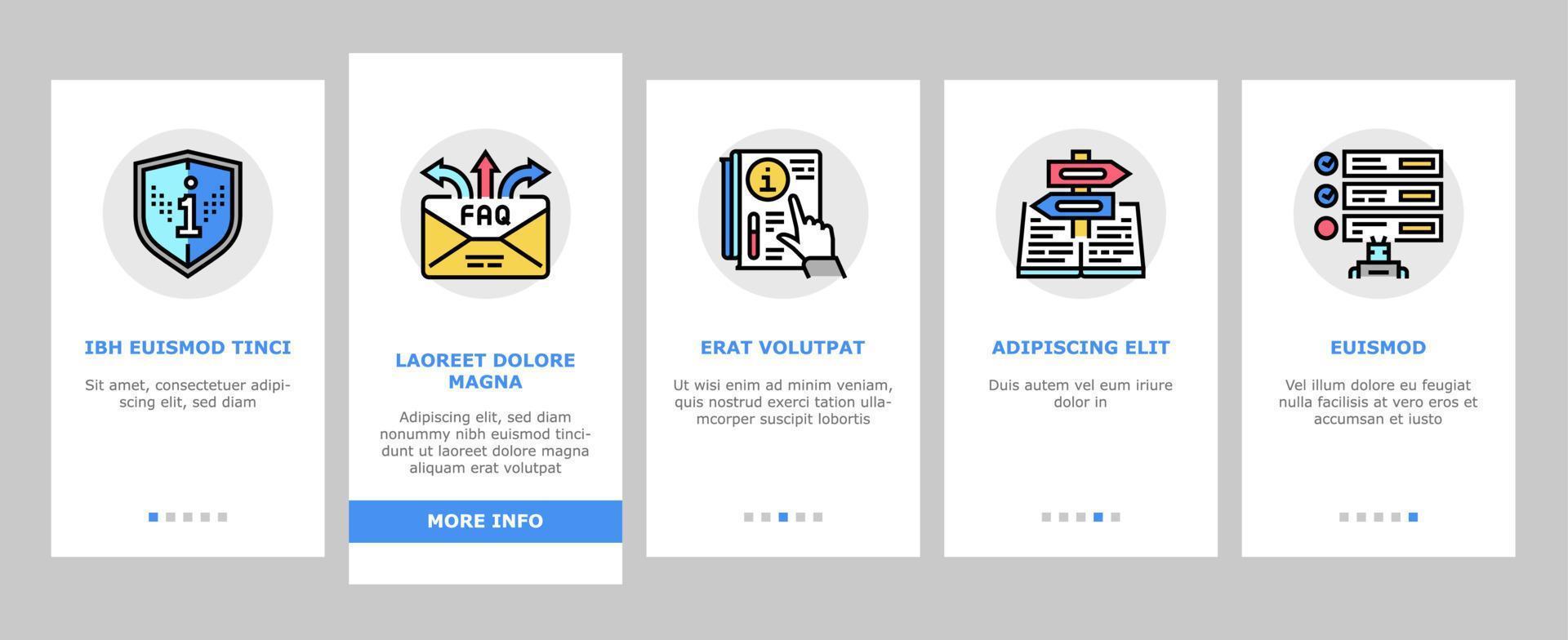 informatie en cliëntondersteunende onboarding-pictogrammen instellen vector