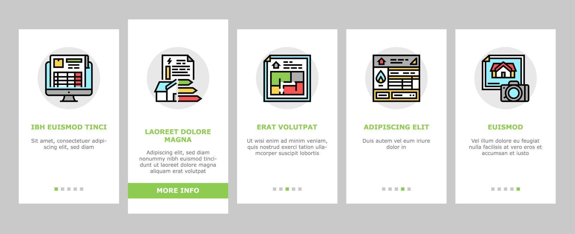 inventarisanalyse en rapporteer onboarding-pictogrammen instellen vector