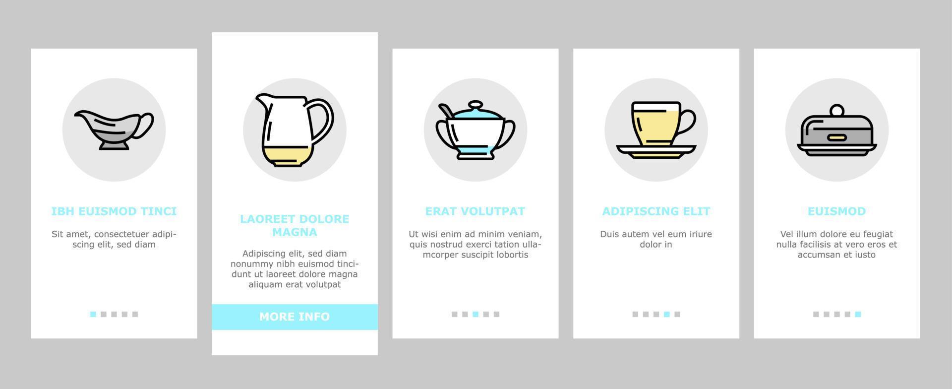 servies voor banket of diner onboarding pictogrammen instellen vector