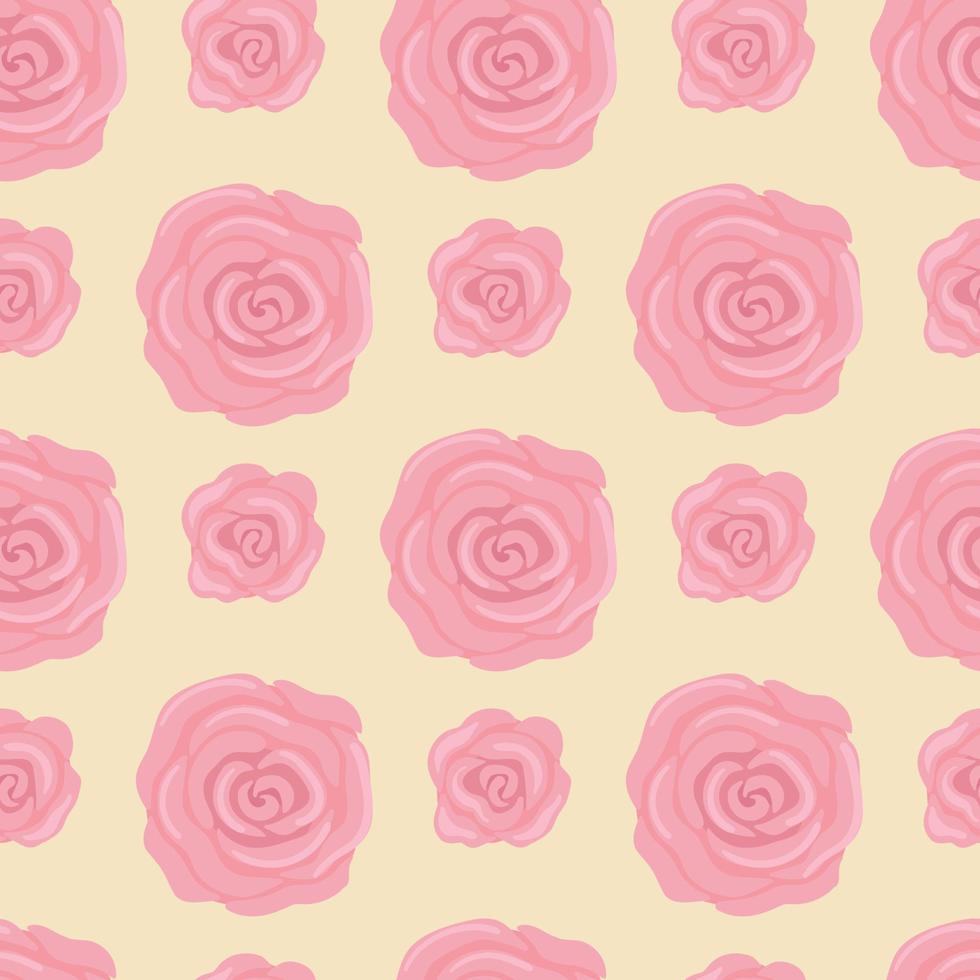 schattig naadloos patroon met roze rozen en toppen. prachtige lentebloemen, verpakkingsontwerp, huwelijksdecoratie. platte illustratie vector