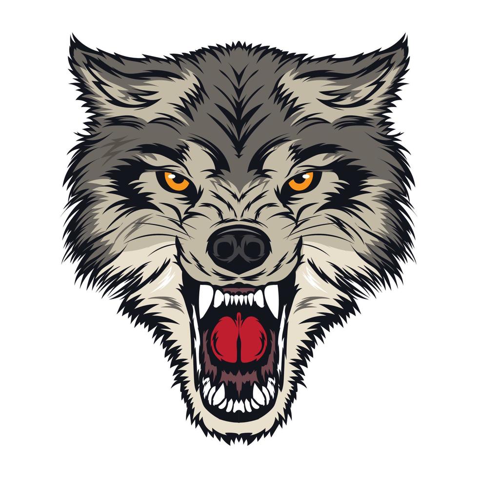 boos wolfsgezicht in prachtige kleuren, perfect voor t-shirtontwerp en logo vector
