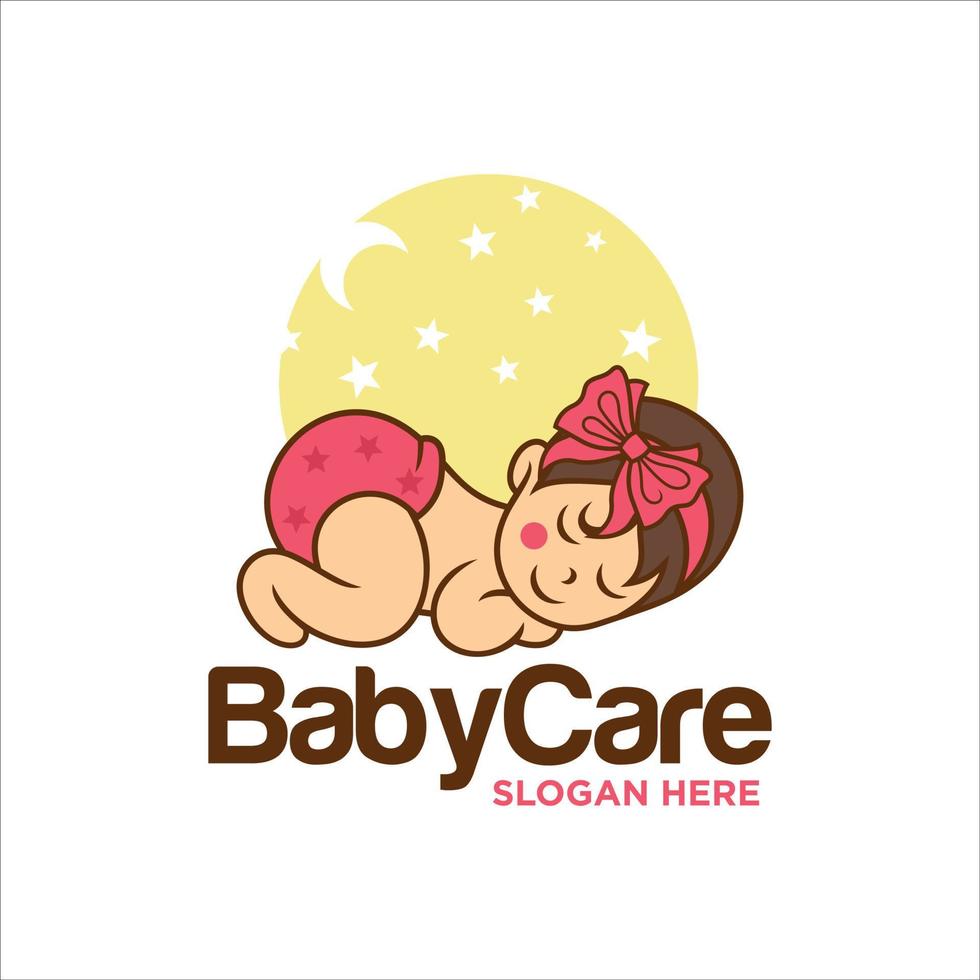 slapende schattige baby logo-ontwerpsjabloon vector