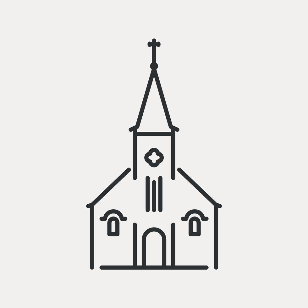 protestantse kerk lijn icoon. christelijke religie. huis voor god, plaats voor gebed en aanbidding. vectorillustratie bewerkbare lijn vector