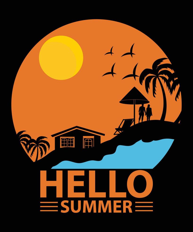 hallo zomer vector t-shirt ontwerpsjabloon
