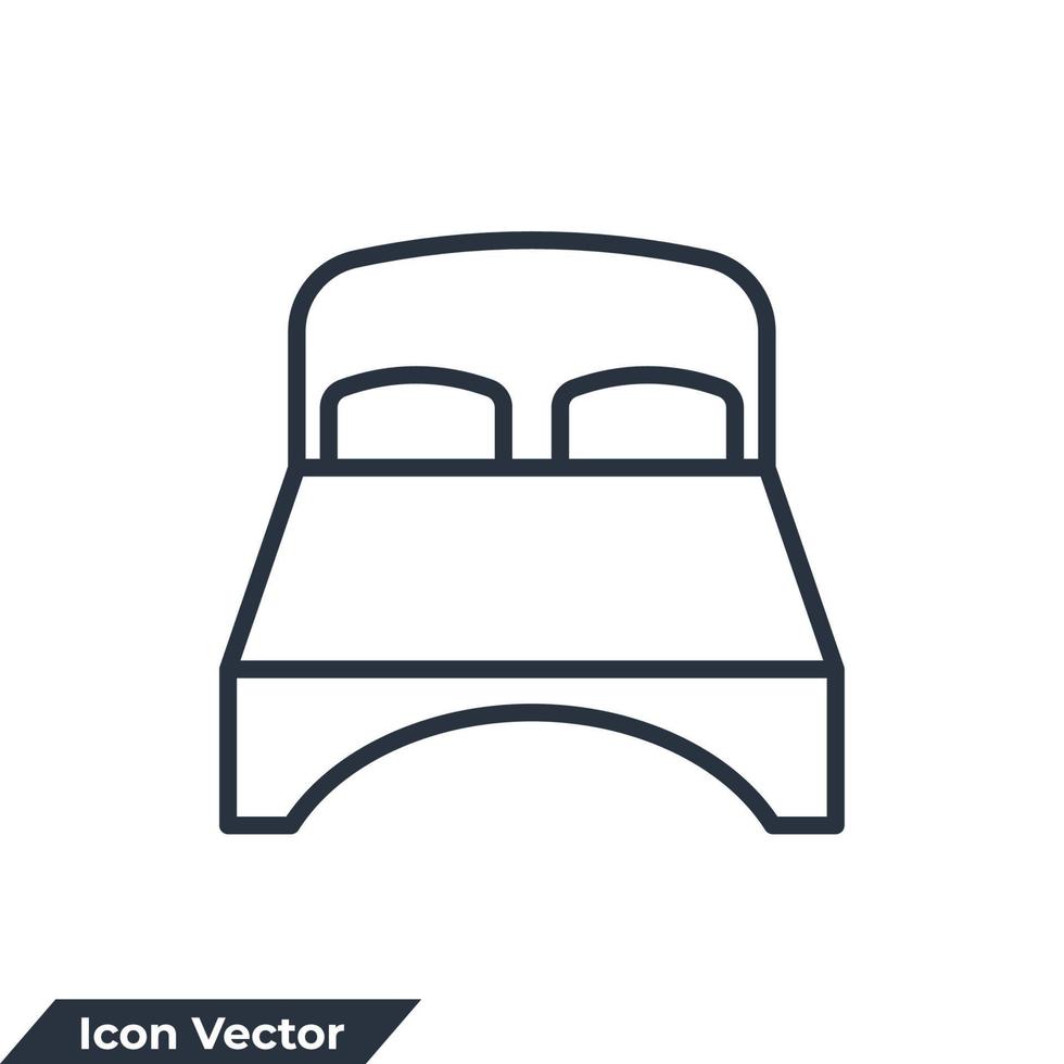 slaapkamer pictogram logo vectorillustratie. tweepersoonsbed symboolsjabloon voor grafische en webdesigncollectie vector