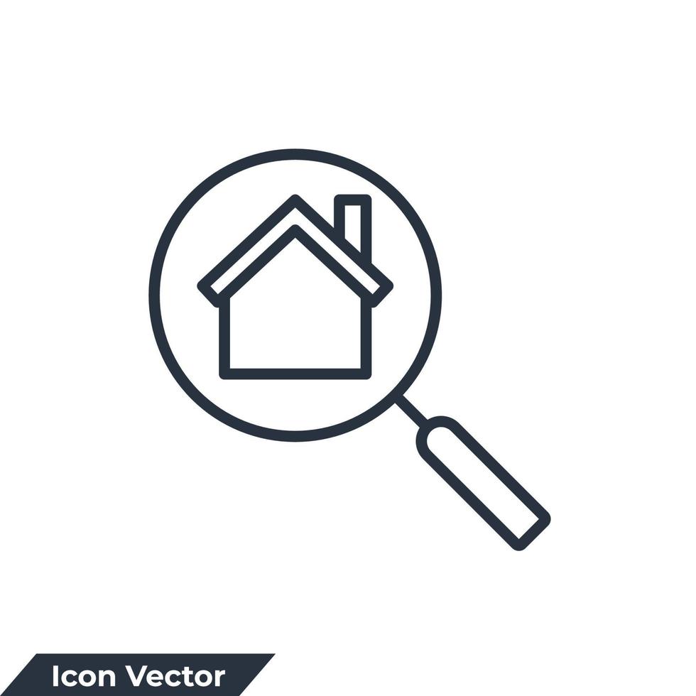 zoek huis pictogram logo vectorillustratie. vergrootglas symbool sjabloon voor grafische en webdesign collectie vector