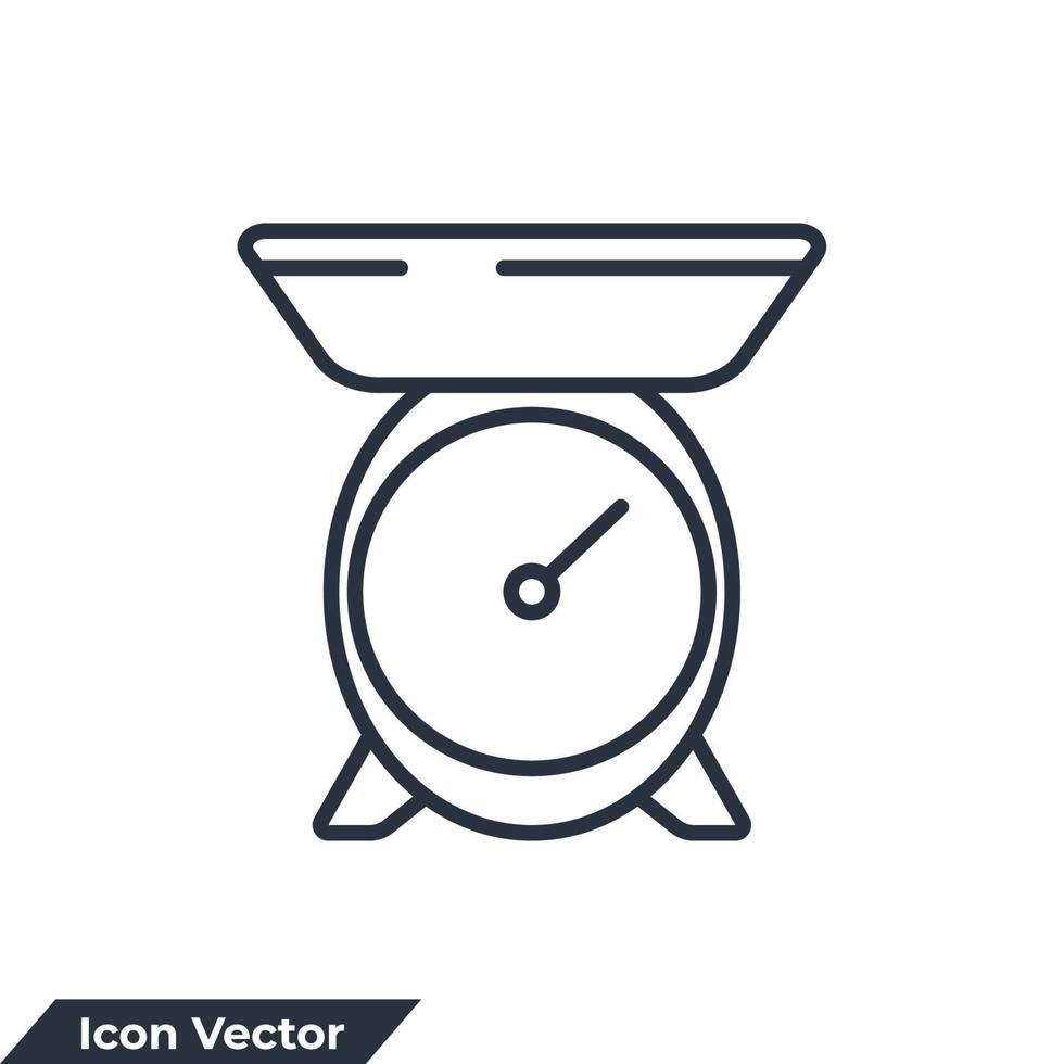keukenweegschaal pictogram logo vectorillustratie. gewichtssymboolsjabloon voor grafische en webdesigncollectie vector