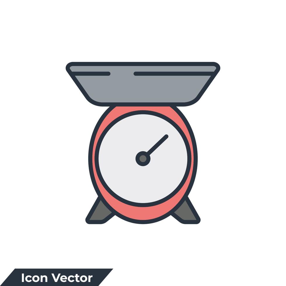 keukenweegschaal pictogram logo vectorillustratie. gewichtssymboolsjabloon voor grafische en webdesigncollectie vector