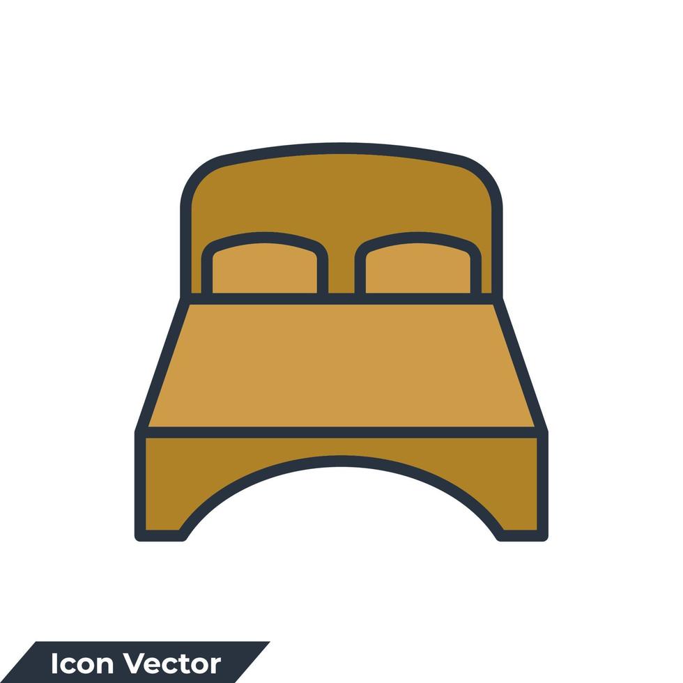slaapkamer pictogram logo vectorillustratie. tweepersoonsbed symboolsjabloon voor grafische en webdesigncollectie vector