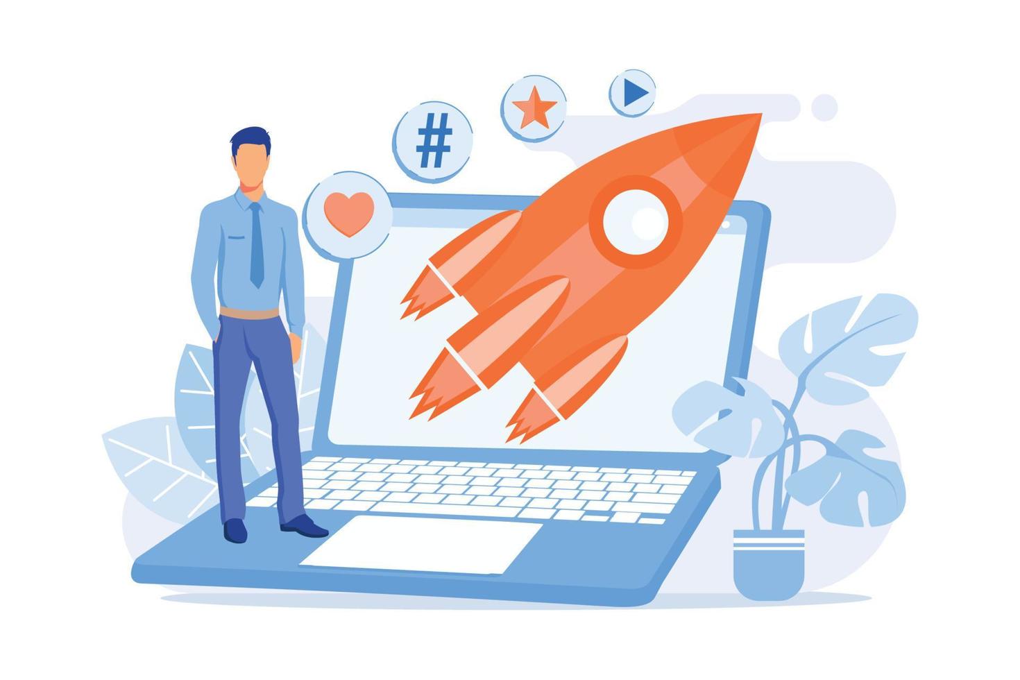 succesvolle internetmarketing. data, applicaties, e-services, multimedia. sociale netwerk likes en volgers attractie kleurrijk icoon. vector illustratie