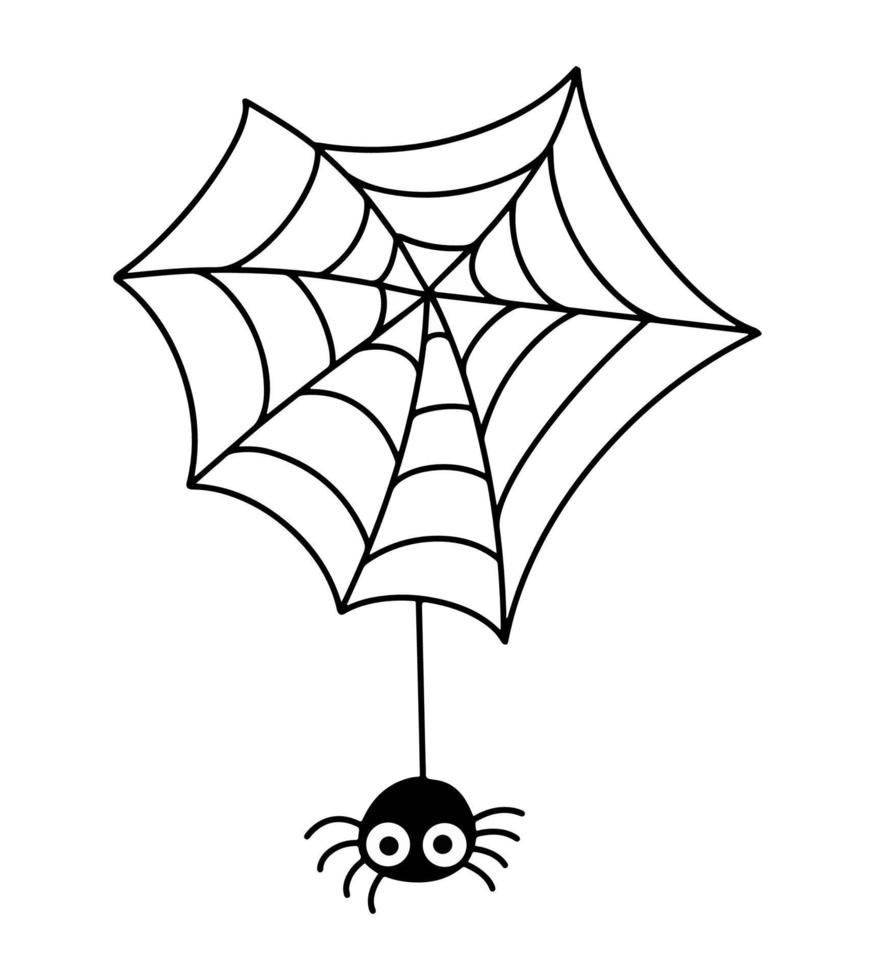 schattig vector web spin pictogram. griezelige halloween-sticker in vlakke stijl.