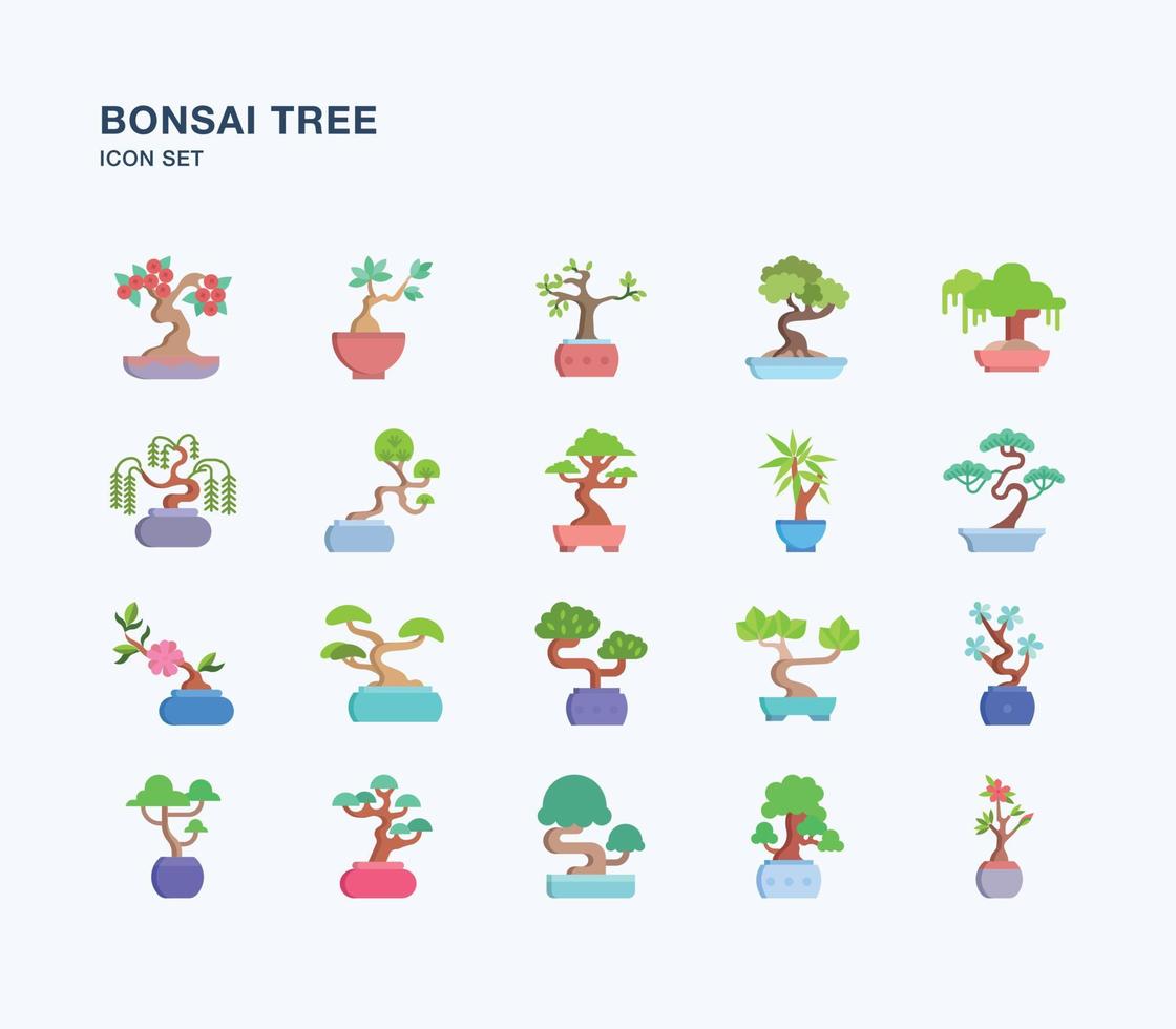 bonsai boom platte pictogramserie vector