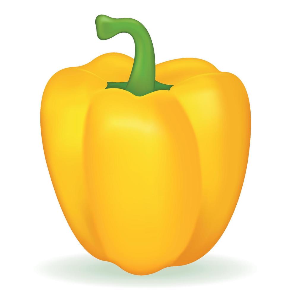 gele realistische peper geïsoleerd op een witte achtergrond. plantaardig, gezond vers voedsel. vector 3d paprika