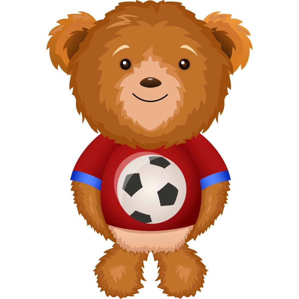 schattige teddybeer aan het voetballen vector