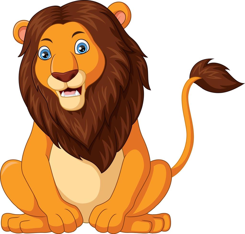 schattige leeuw cartoon zittend op een witte achtergrond vector
