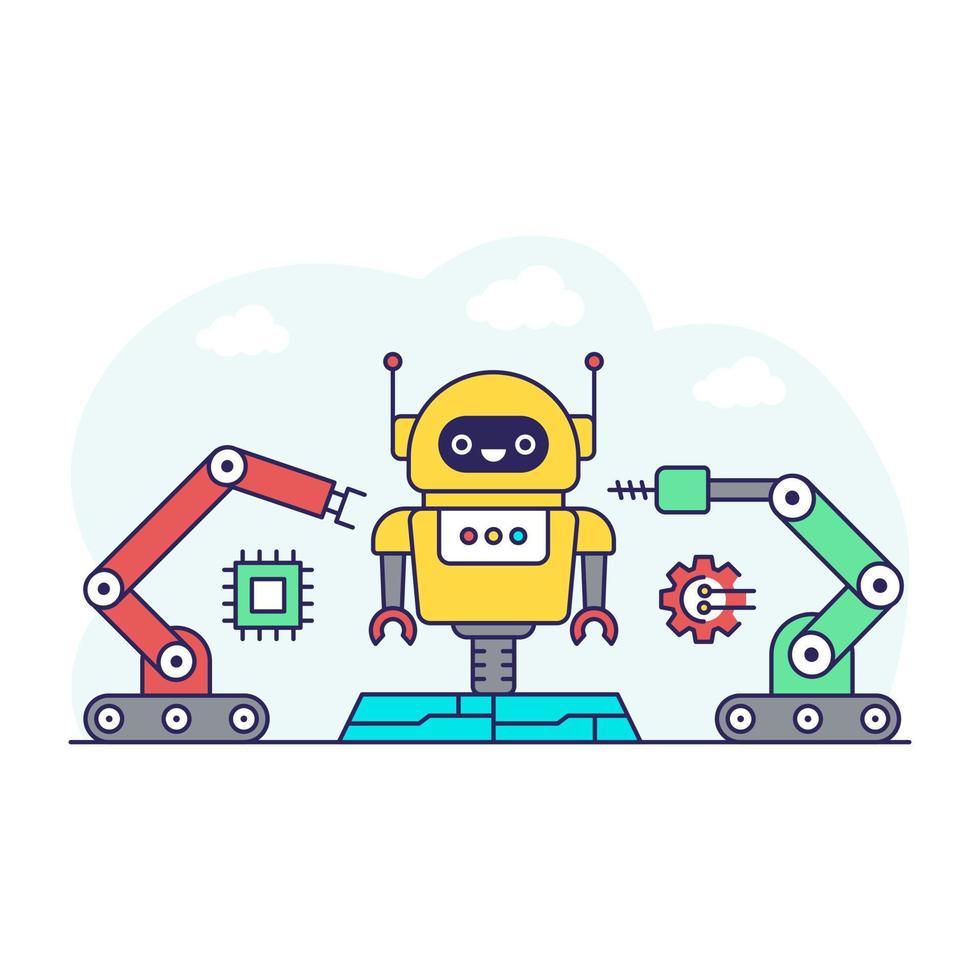 robotillustratie in plat ontwerp vector