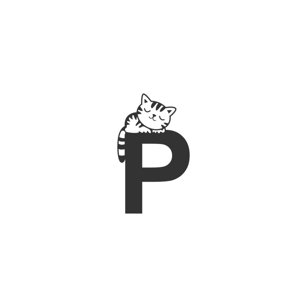 slapende kat icoon op letter vector