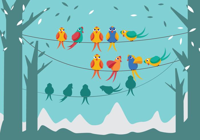 Vogels op een Wire Vector