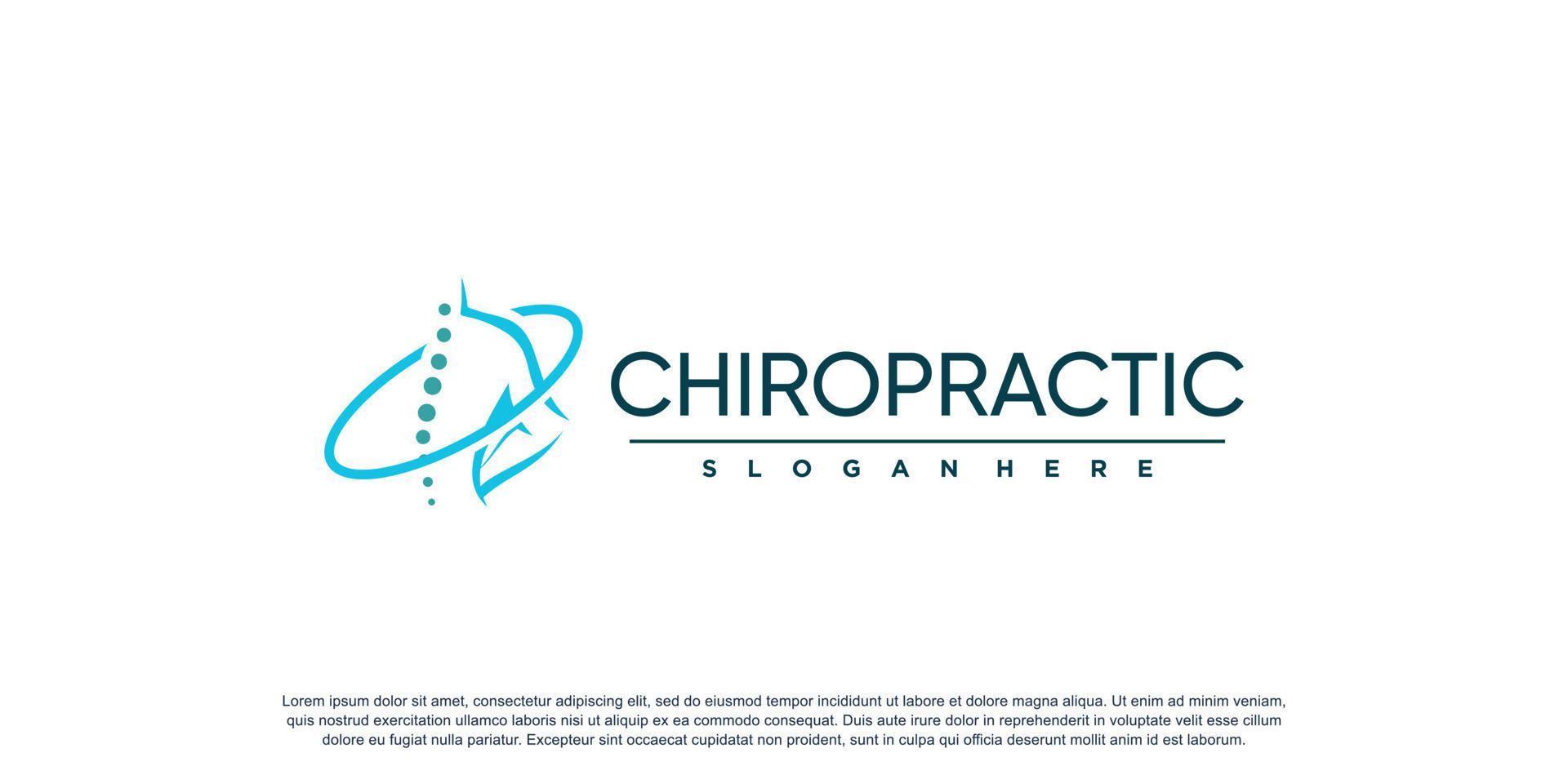 chiropractie logo voor massage en zaken met creatief element concept premium vector