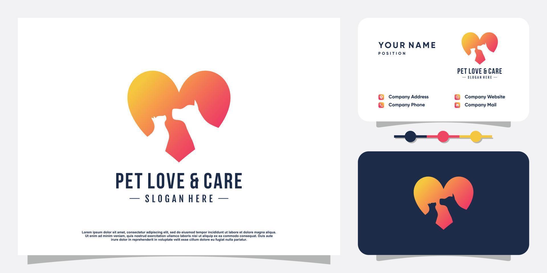 huisdier liefde pictogram logo ontwerp met creatieve element concept premium vector