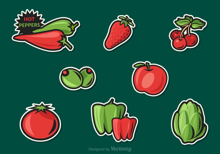 Gratis Fruit En Groenten Vector Stickers