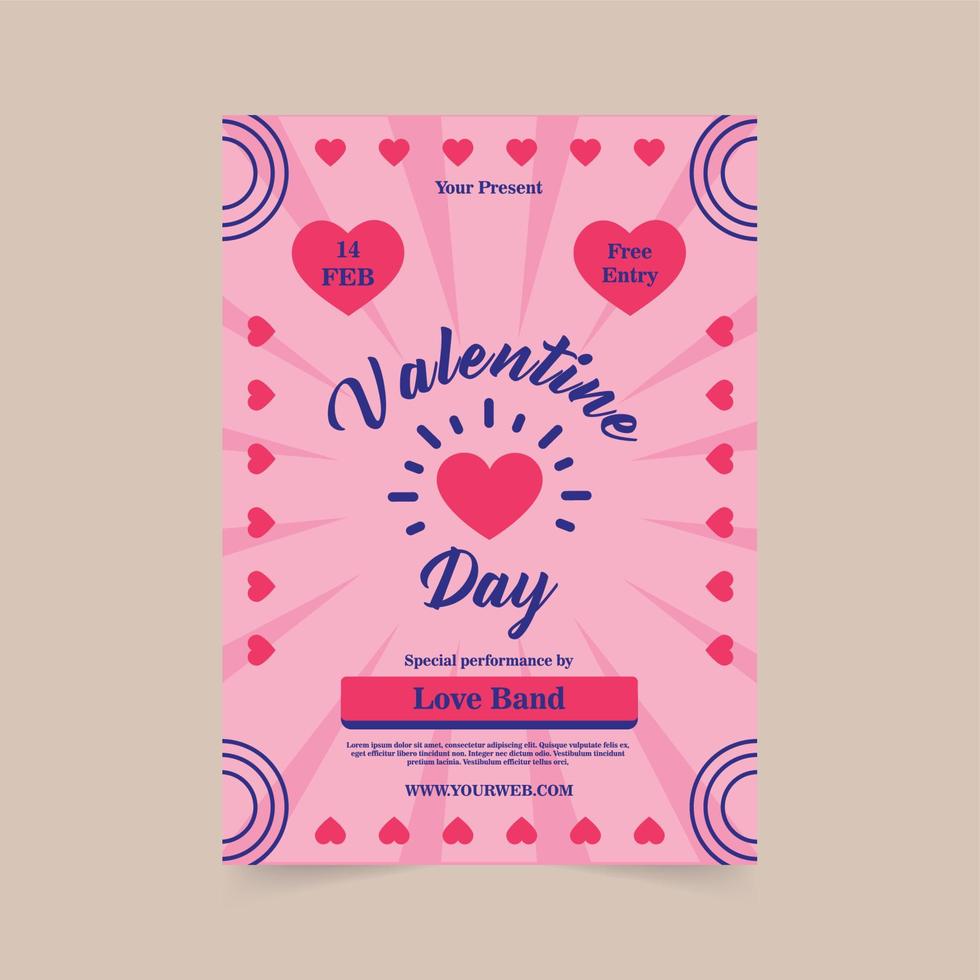 gelukkige valentijnsdagposters. vector elegante sjabloon van een poster voor een feest van Valentijnsdag met papieren harten. brochures ontwerpen voor promo flyers of covers in A4-formaat.