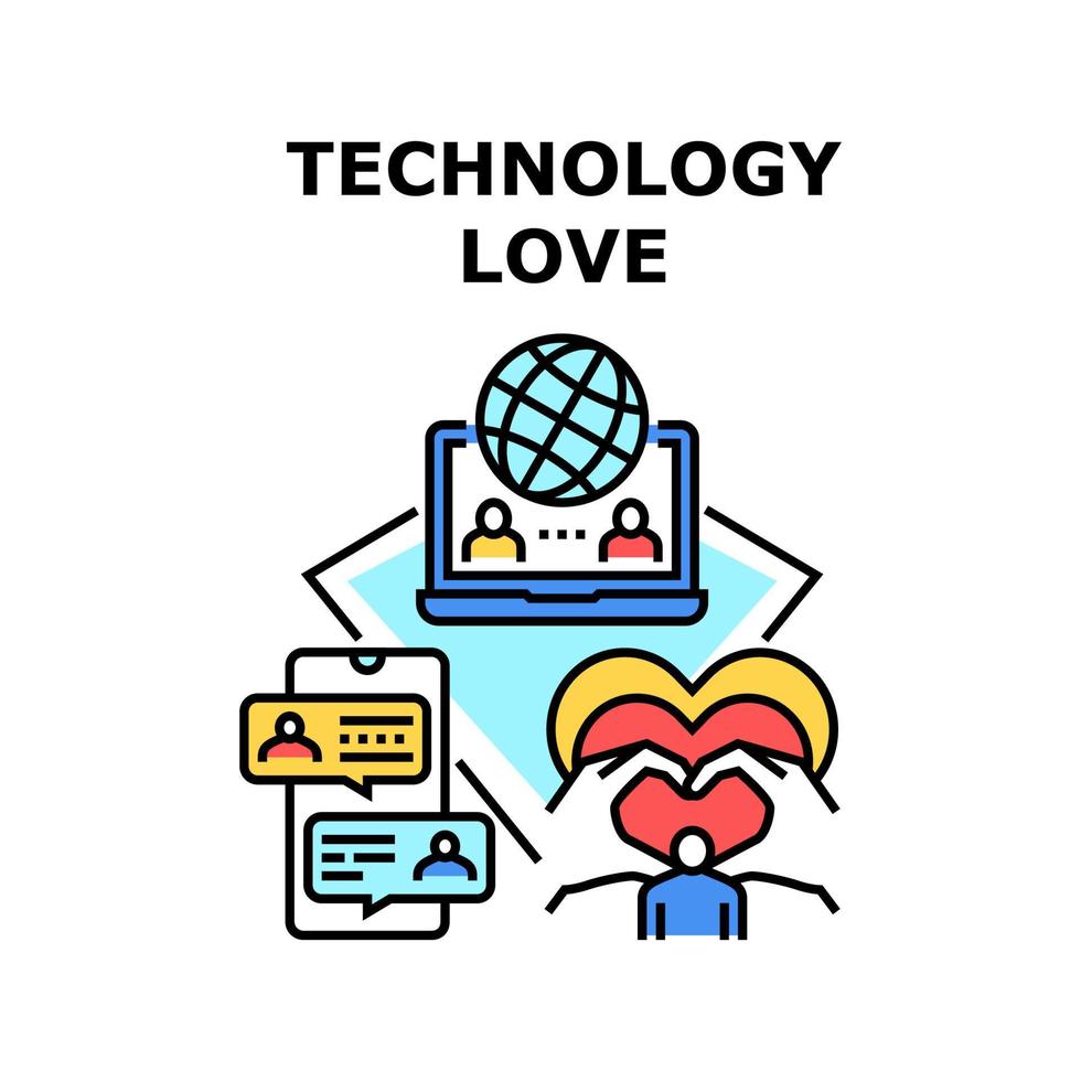 technologie liefde vector concept kleur illustratie