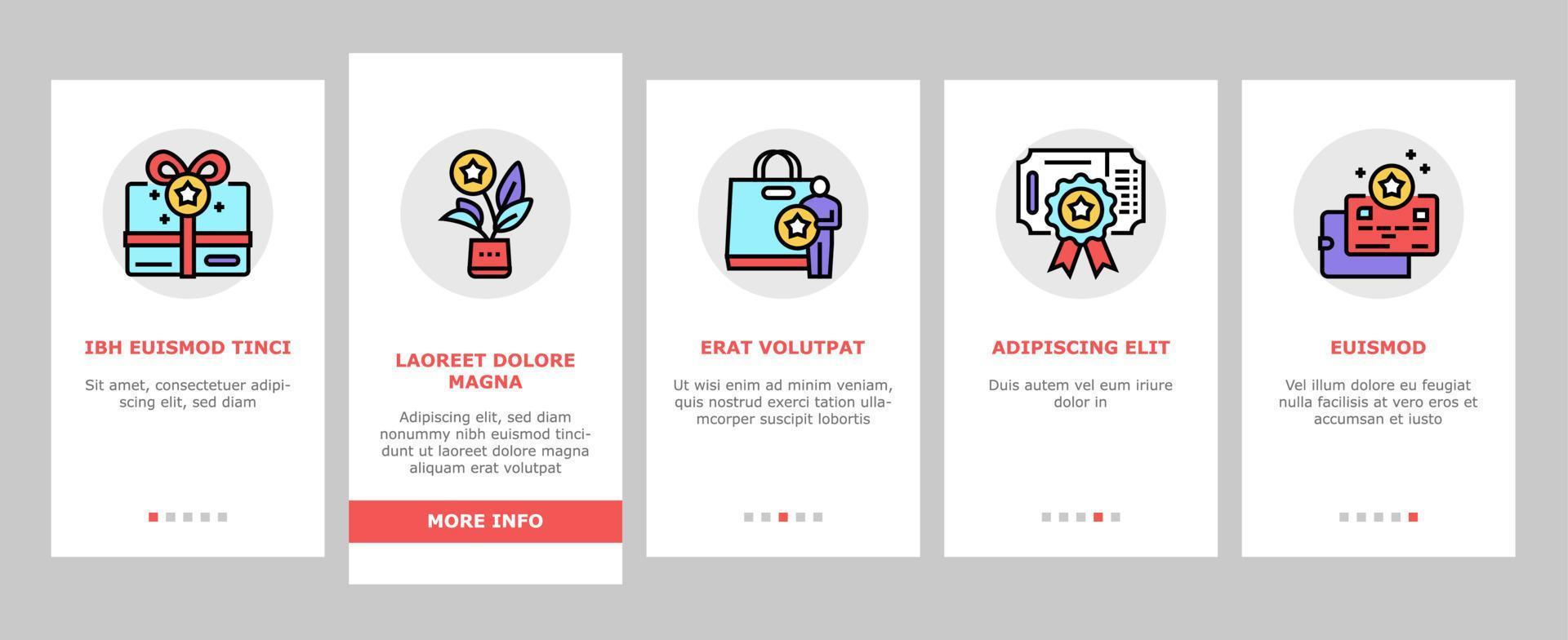 bonuscadeau van verkoop onboarding pictogrammen instellen vector