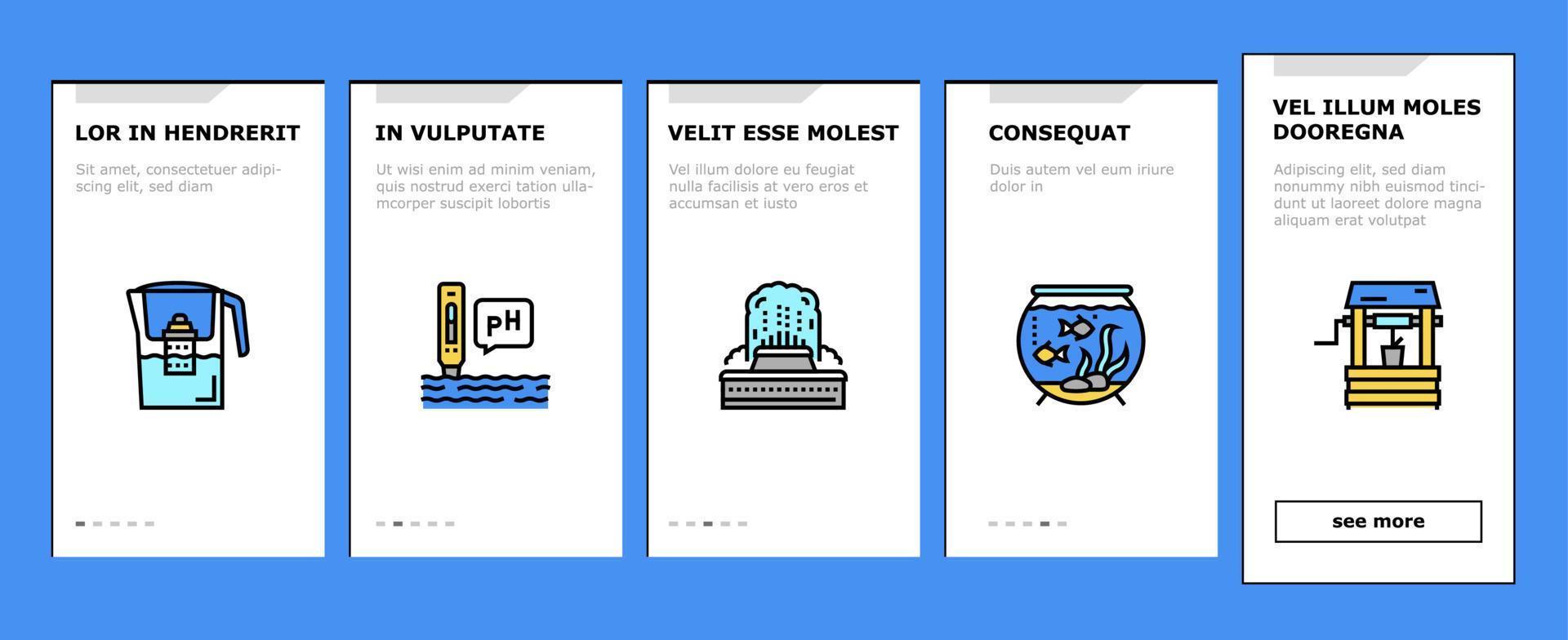 waterzuivering onboarding pictogrammen instellen vector