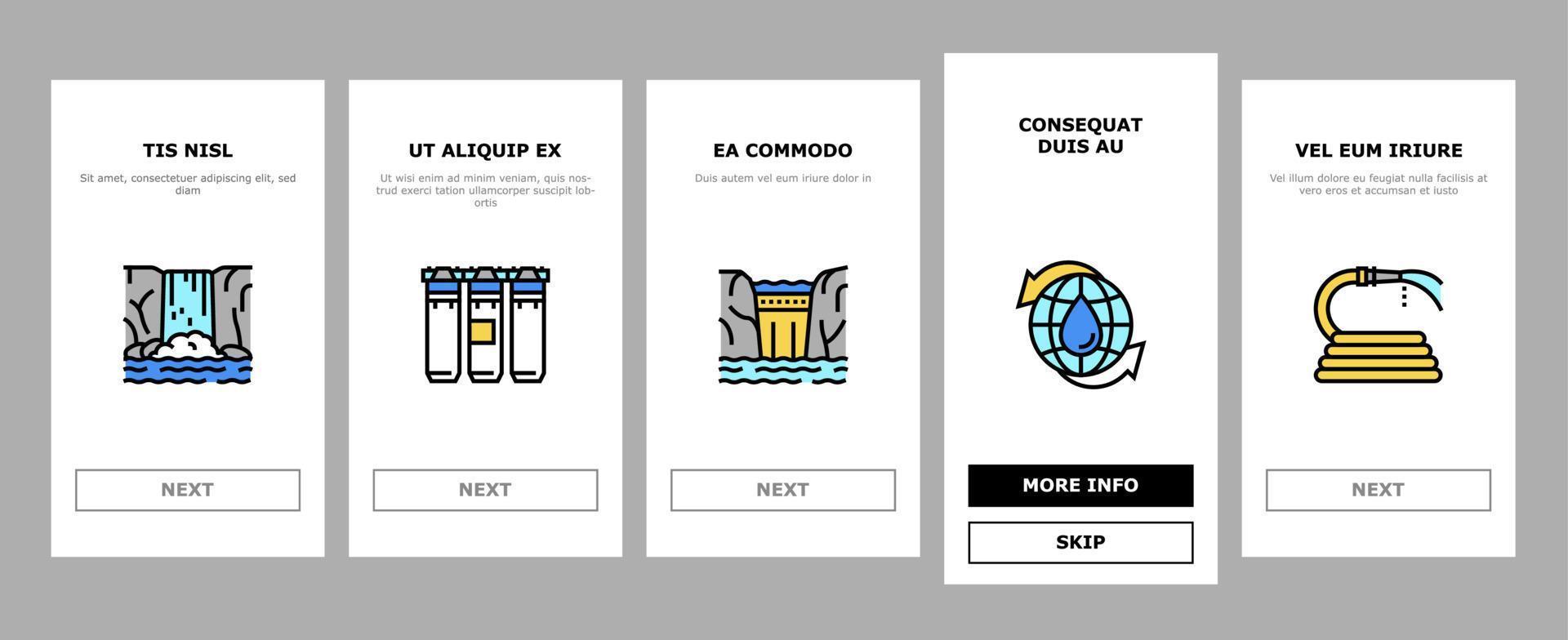 waterzuivering onboarding pictogrammen instellen vector